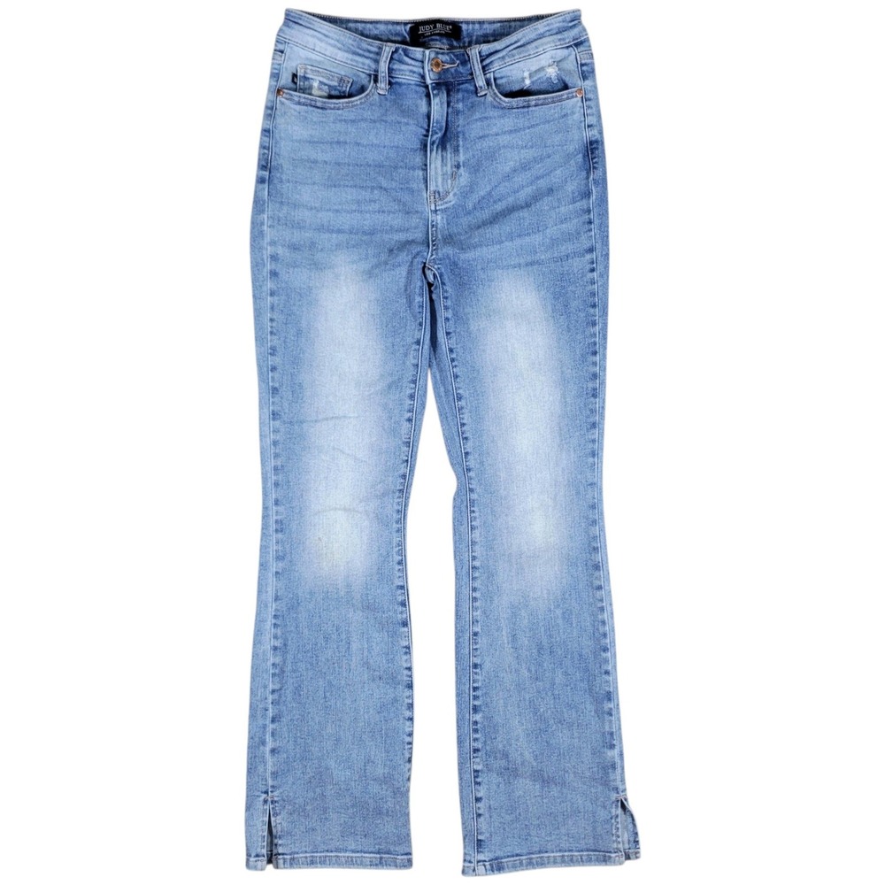 Judy Blue Slit Hem Bootcut Women 9/29 Light Wash Denim High Rise Stretch JB88289
